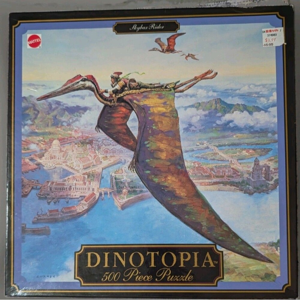 Vintage 1995 Mattel Dinotopia Skybax Rider Jigsaw Puzzle 500 Piece As-Is
